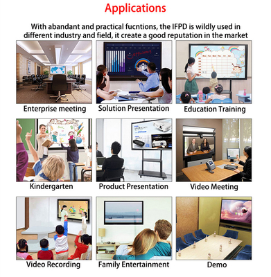 School Android 11 75 inch Bảng điều khiển phẳng tương tác Màn hình LED cảm ứng đa điểm cho lớp học