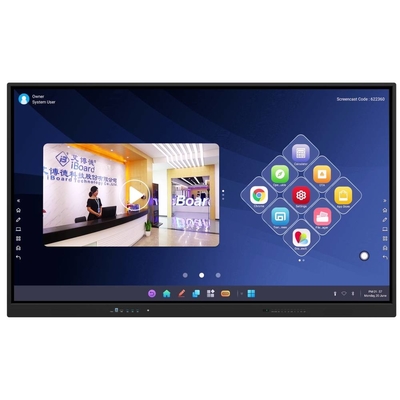 65 75 86 98 Inch LCD Smart Board tương tác 4mm kính nóng Android Windows 10/11 Pro Touch Finger Smart Monitor
