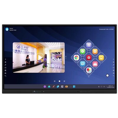 65 75 86 98 Inch LCD Smart Board tương tác 4mm kính nóng Android Windows 10/11 Pro Touch Finger Smart Monitor