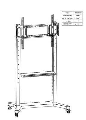 55" - 86" Đứng TV di động điều chỉnh với bánh xe, tương thích cho màn hình phẳng / cong 43" - 100" Tối đa 220 lbs khung thép, 5 tùy chọn chiều cao, Rolling TV Cart