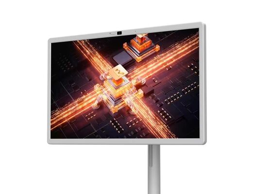 Nhà máy bán 32 inch màu trắng chargable ktv nhà hàng cho thấy phòng sân khấu cảm ứng Android bảng điều khiển với bánh xe di động một máy ảnh và loa