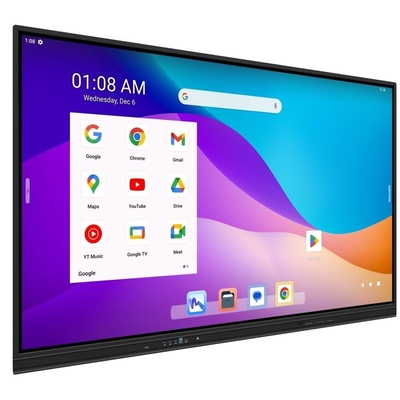 86 inch Google EDLA chứng nhận màn hình thông minh tương tác Android 13 với hệ thống thưởng thức tích hợp OPS khe cắm Camera tùy chọn và stand di động