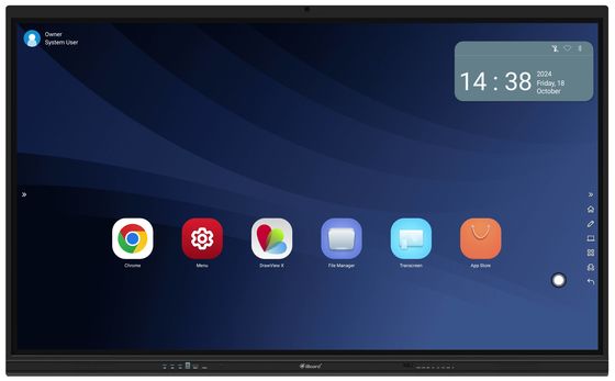 86 inch Google EDLA chứng nhận màn hình thông minh tương tác Android 13 với hệ thống thưởng thức tích hợp OPS khe cắm Camera tùy chọn và stand di động