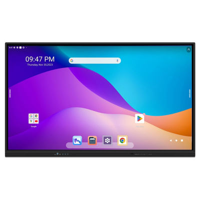86 inch Google EDLA chứng nhận màn hình thông minh tương tác Android 13 với hệ thống thưởng thức tích hợp OPS khe cắm Camera tùy chọn và stand di động