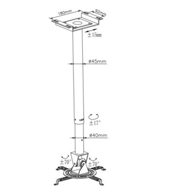 Máy chiếu Bàn tay Đứng trần phổ quát cho máy chiếu laser Phạm vi điều chỉnh 60 ~ 95 cm