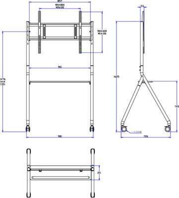 Chân đế bảng trắng tương tác mới đến Di động 42 đến 75 inch TV Monitor Nâng di động Tối đa 60KGS Bánh xe mạnh mẽ Dễ dàng di chuyển cho chân đế di động bảng trắng tương tác