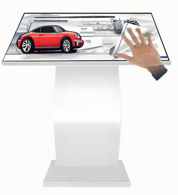 32 Inch 2K Capacitive Touch Screen Display Digital Signage Kiosk Floor Stand K Shape Android System White Color For Advertising