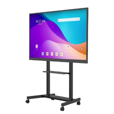 Giá sỉ nhà máy Chân đế TV di động có thể điều chỉnh 55"- 86" có bánh xe Tương thích Bảng trắng tương tác Bảng thông minh Tải trọng lên đến 220 lbs Khung thép Xe đẩy TV
