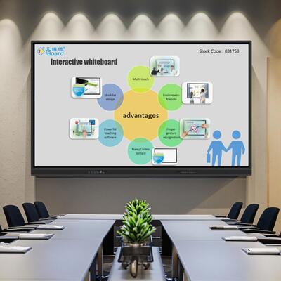 Android OS 13 smart board offering brightness 350cdm2 or higher compatible with various collaboration software and tools