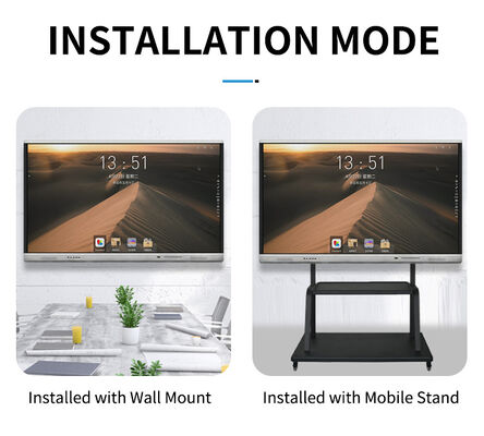 Android System 13 Panel Flat tương tác với 6 Mic array tích hợp và kính đậm độ 4mm cho môi trường chuyên nghiệp