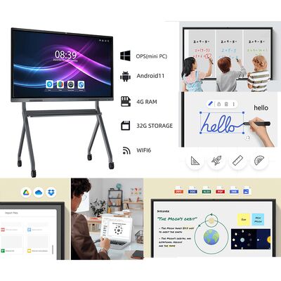VESA Standard Wall Mount Interactive Flat Panel với kính nóng 4mm và Mic 6 Array được xây dựng để đáp ứng cao