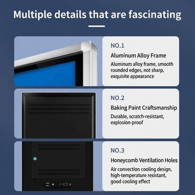 Biển báo kỹ thuật số với góc nhìn >178° và nhiệt độ bảo quản -20°C đến 60°C có CMS trên nền tảng đám mây hoặc tại chỗ