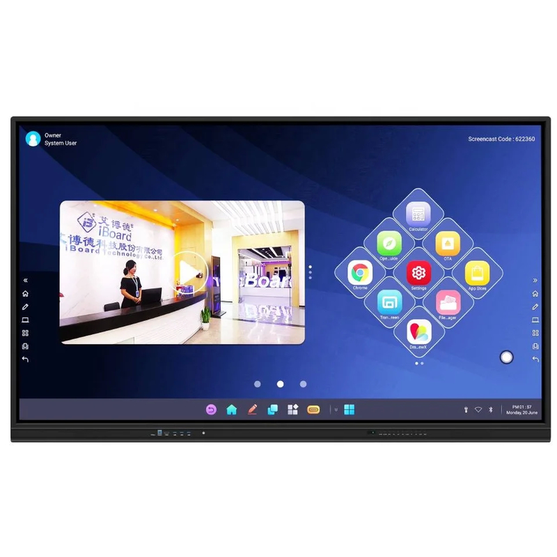 Tỷ lệ tương phản cao và cảm biến ánh sáng hỗ trợ màn hình phẳng tương tác cho bài giảng