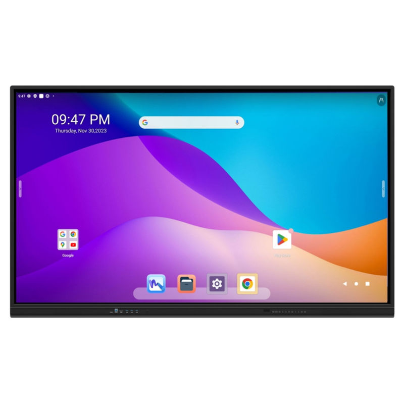 86 inch Google EDLA chứng nhận màn hình thông minh tương tác Android 13 với hệ thống thưởng thức tích hợp OPS khe cắm Camera tùy chọn và stand di động
