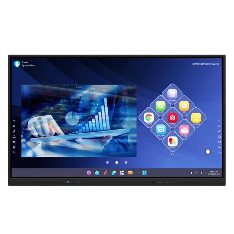 Màn hình tương tác phẳng 98 inch, 65/75/86 inch 4K, màn hình cảm ứng đa điểm